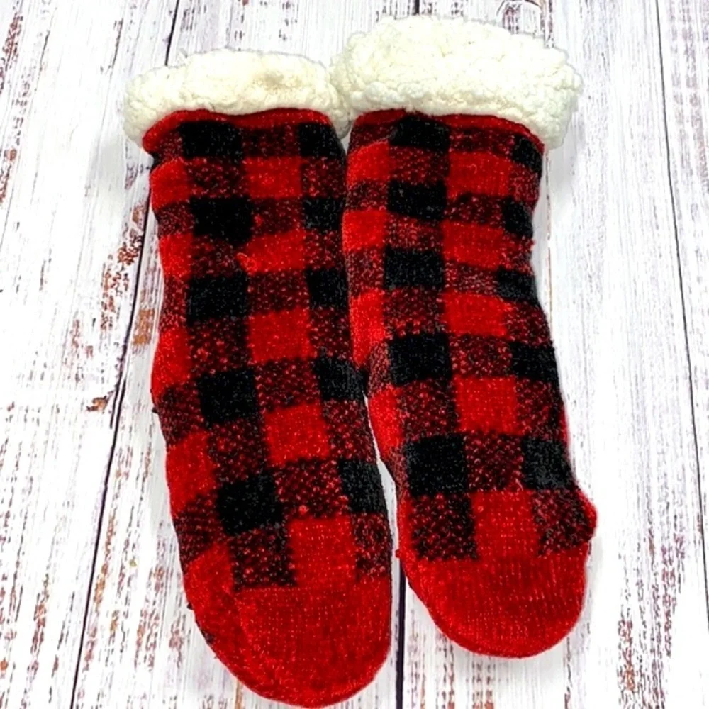 Muk Luks red fluffy socks